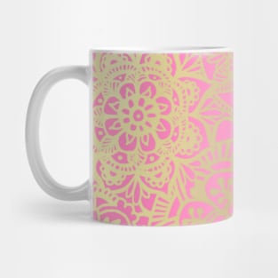 Pink and Gold Mandala Pattern Mug